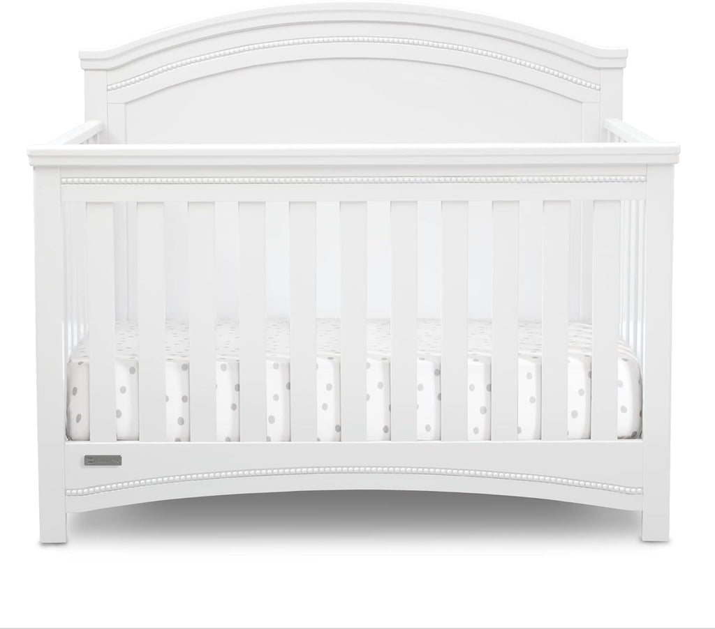Simmons Kids SlumberTime Emma 4-in-1 Convertible Baby Crib N More - Greenguard Gold Certified, Bianca White