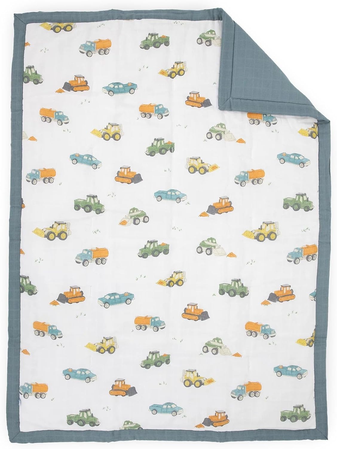 Little Unicorn Toddler Bedding 3-Piece Set | Includes Comforter, Crib Sheet & Pillowcase | Soft & Breathable Muslin Fabric | for Convertible Cribs & Toddler Beds (Work Trucks)