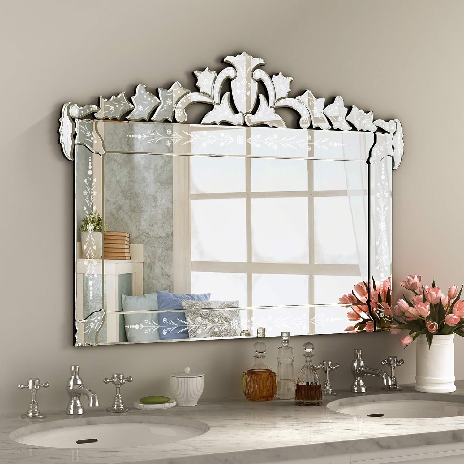 KOHROS Large Decorative Wall Mirrors for Living Room 41x31 Inch Venetian Wall Mirror