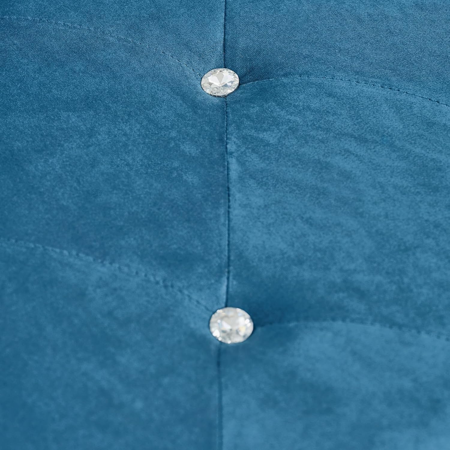 62.2-Inch Soft Velvet Storage Ottoman with Crystal Accents & Cushion, Ideal for Home Decor (Blue)