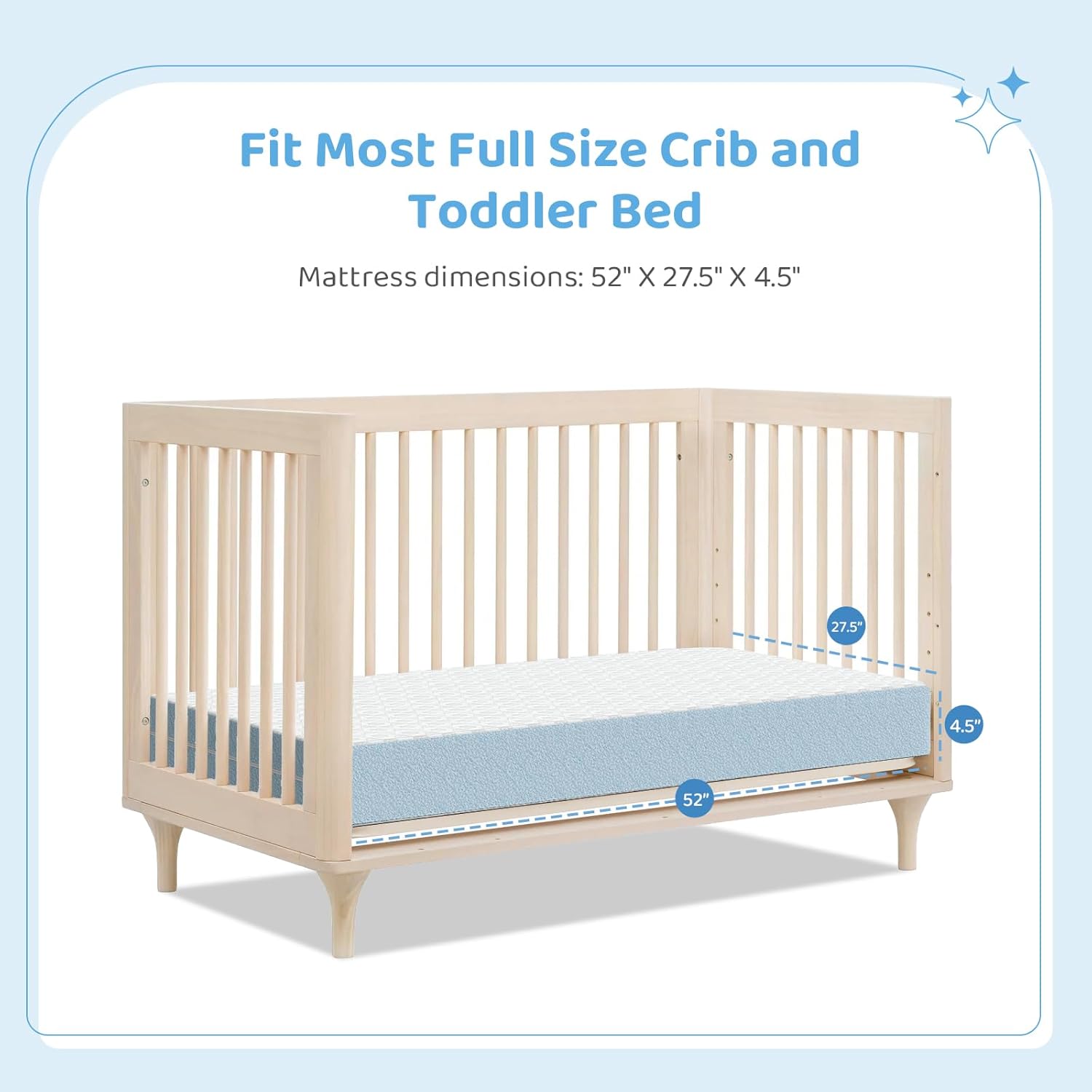 Dourxi Crib Mattress, Dual Firmness Soft & Firm Memory Foam Toddler Mattress with Breathable Washable Cover, CertiPUR-US Certified, Baby Mattresses 52" x 27.5" x 4.5" for Crib and Toddler Bed