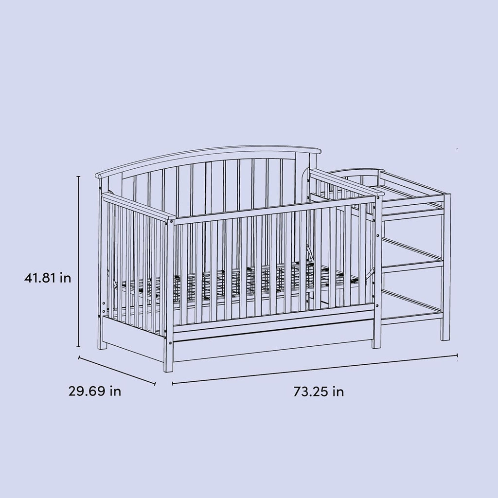 Storkcraft Steveston 5-in-1 Convertible Crib & Changer – GREENGUARD Gold Certified, Fits Standard Crib Mattress, Converts to Toddler Bed and Full Bed, 4 Adjustable Mattress Heights (Gray)