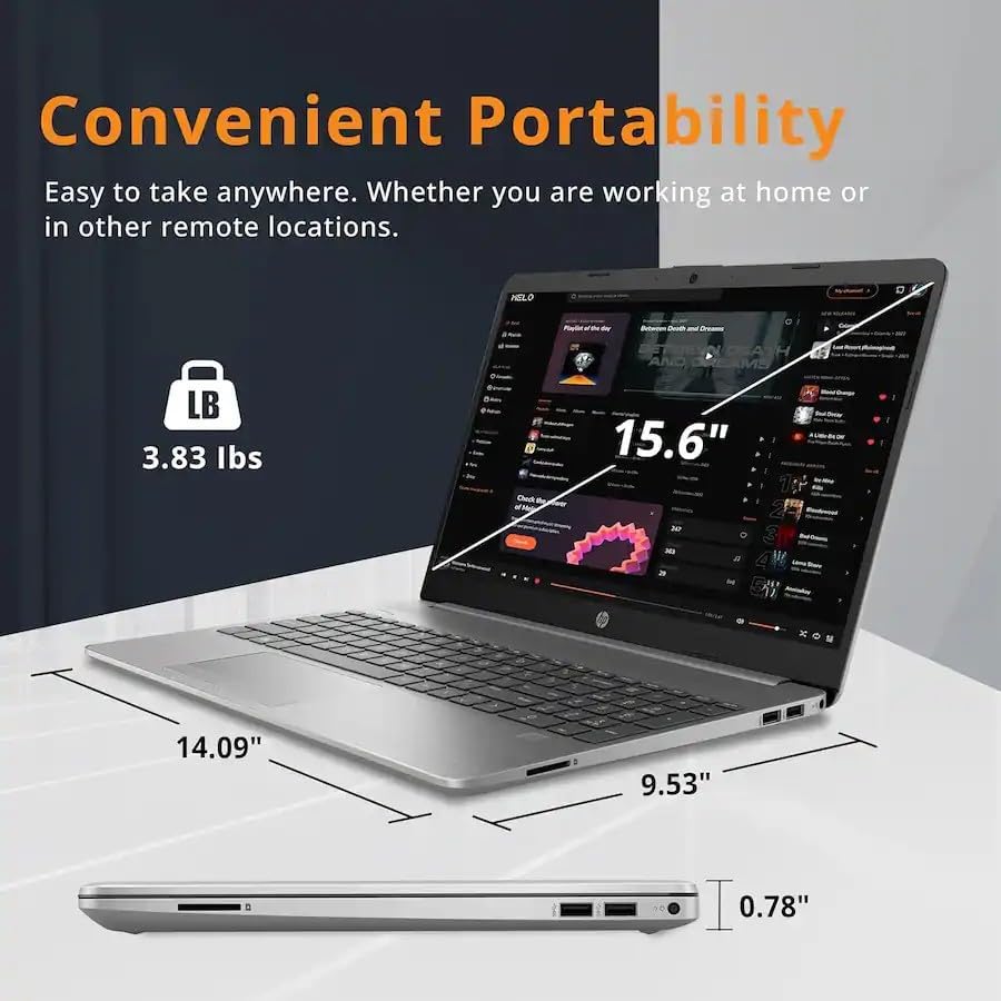 HP 255 G9 15.6 Inch FHD Business Laptop, AMD Ryzen 5 5625U 6-Core CPU, 16GB RAM, 256GB SSD, Wi-Fi 6 & Ethernet, Backlit Keyboard, Windows 11 with Office 365 for Web, Work, Study & Daily Use