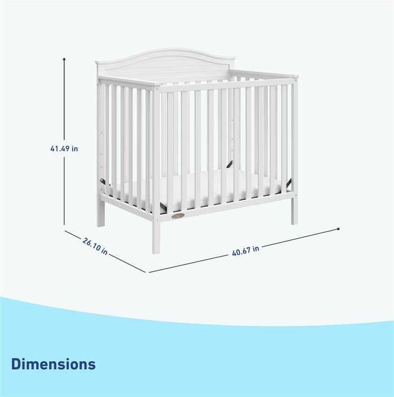 Graco Stella 4-in-1 Convertible Mini Crib with Bonus Mattress – Includes Bonus 2.75 Inch Thick Mattress with Water-Resistant Cover, Converts to Twin Bed, Ideal Crib for Small Spaces (White)