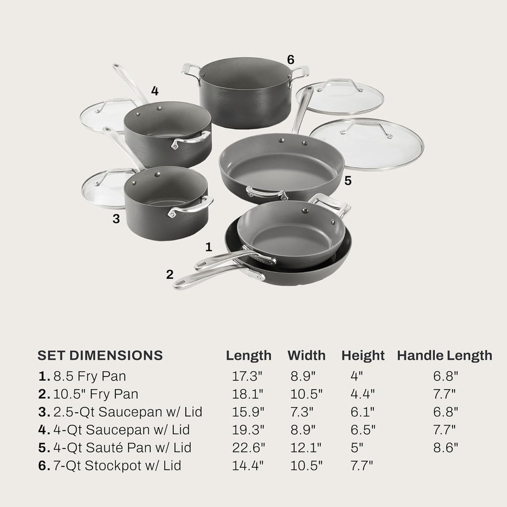 All-Clad HA1® Ceramic Nonstick, 10 Piece Cookware Set - Oven Safe up to 450° & Compatible with All Stovetops (Gas, Electric & Induction), Light Grey