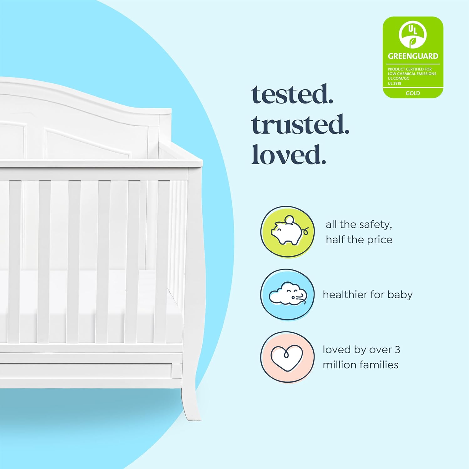 Davinci Emmett 4-in-1 Convertible Crib - GREENGUARD Gold Certified - Converts from Baby Crib to Toddler Bed, Daybed, and Full-Size Bed Effortlessly - 4 Adjustable Heights - Wooden White Crib