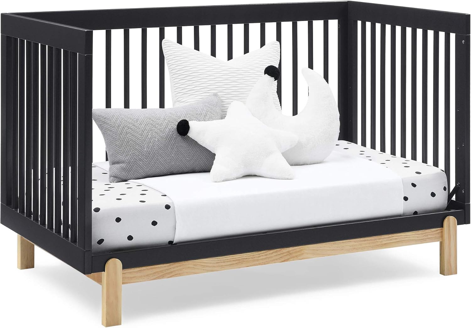 Delta Children Poppy 4-in-1 Convertible Crib, Greenguard Gold Certified, Midnight Grey/Natural
