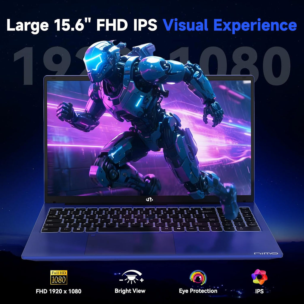NIMO 15.6" Light-Gaming-Laptop, 8 Cores AMD Ryzen 7 7735HS 32GB RAM 1TB SSD (Beat i7-12650H Up to 4.75GHz) Radeon 680M 100W Fast PD FHD Backlit Keyboard for Content Creators & Student 2-Yr Warranty