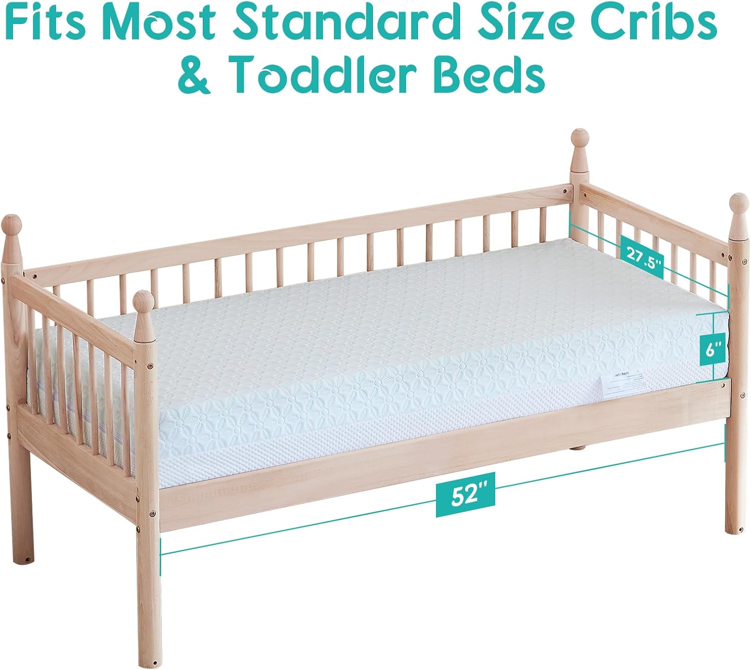 4 in 1 Crib Mattress, 6" Dual Sided Memory Foam Toddler Bed Mattress, Cotton Heat & Tencel Cooling Cover, Firm Breathable Baby Mattress for Infant & Toddler, Waterproof Linning & Washable