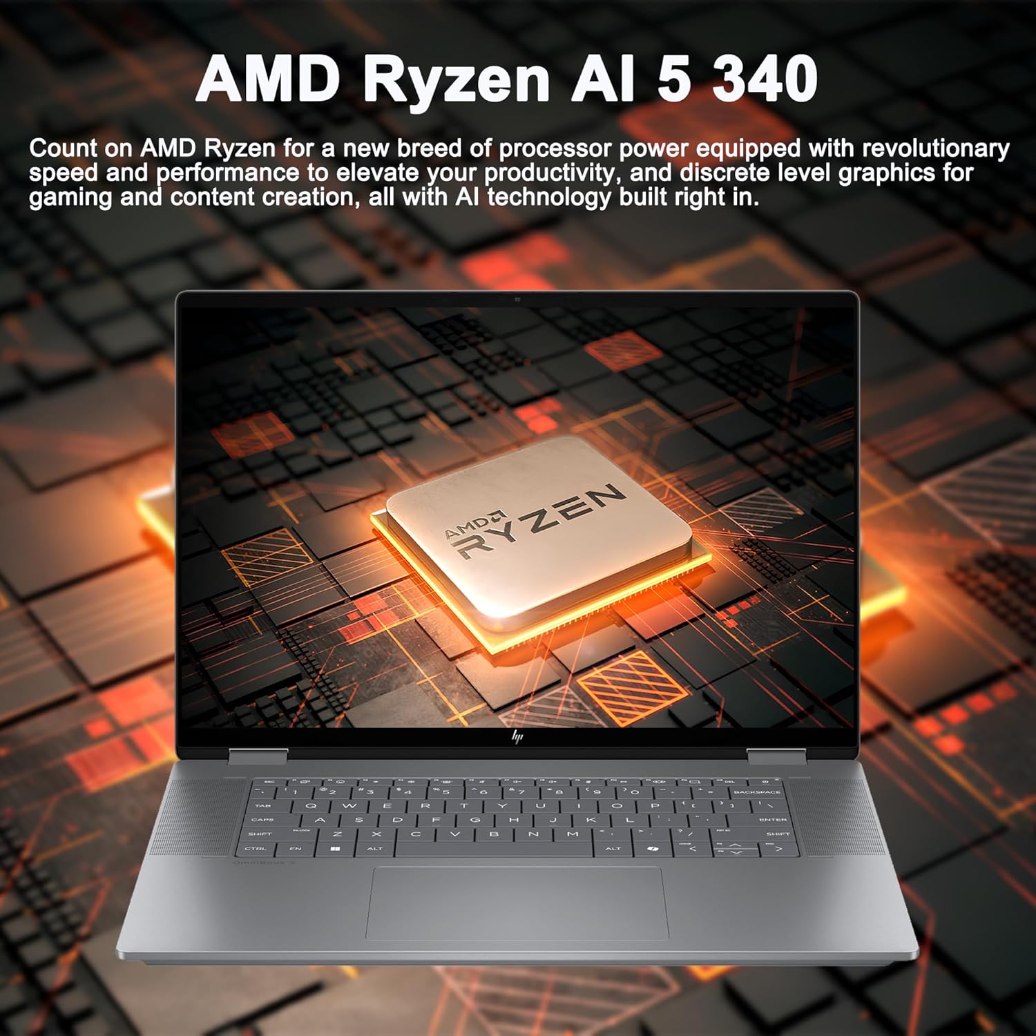 HP OmniBook X Flip 2-in-1 Laptop 16" WUXGA IPS Touch (400nits) AMD 6-core Ryzen AI 5 340 (Up to 50 Tops) 16GB RAM 1TB SSD for Creator Designer Business Professional Win11 ICP Hub