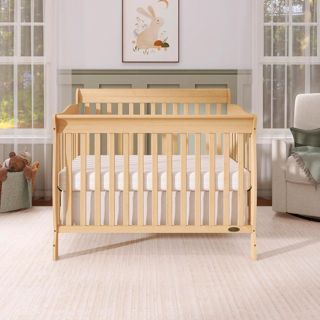 Dream On Me Ashton 4-In-1 Convertible Crib In Natural, Greenguard Gold, JPMA Certified, Non-Toxic Finishes, Features 4 Mattress Height Settings, Made Of Solid Pinewood