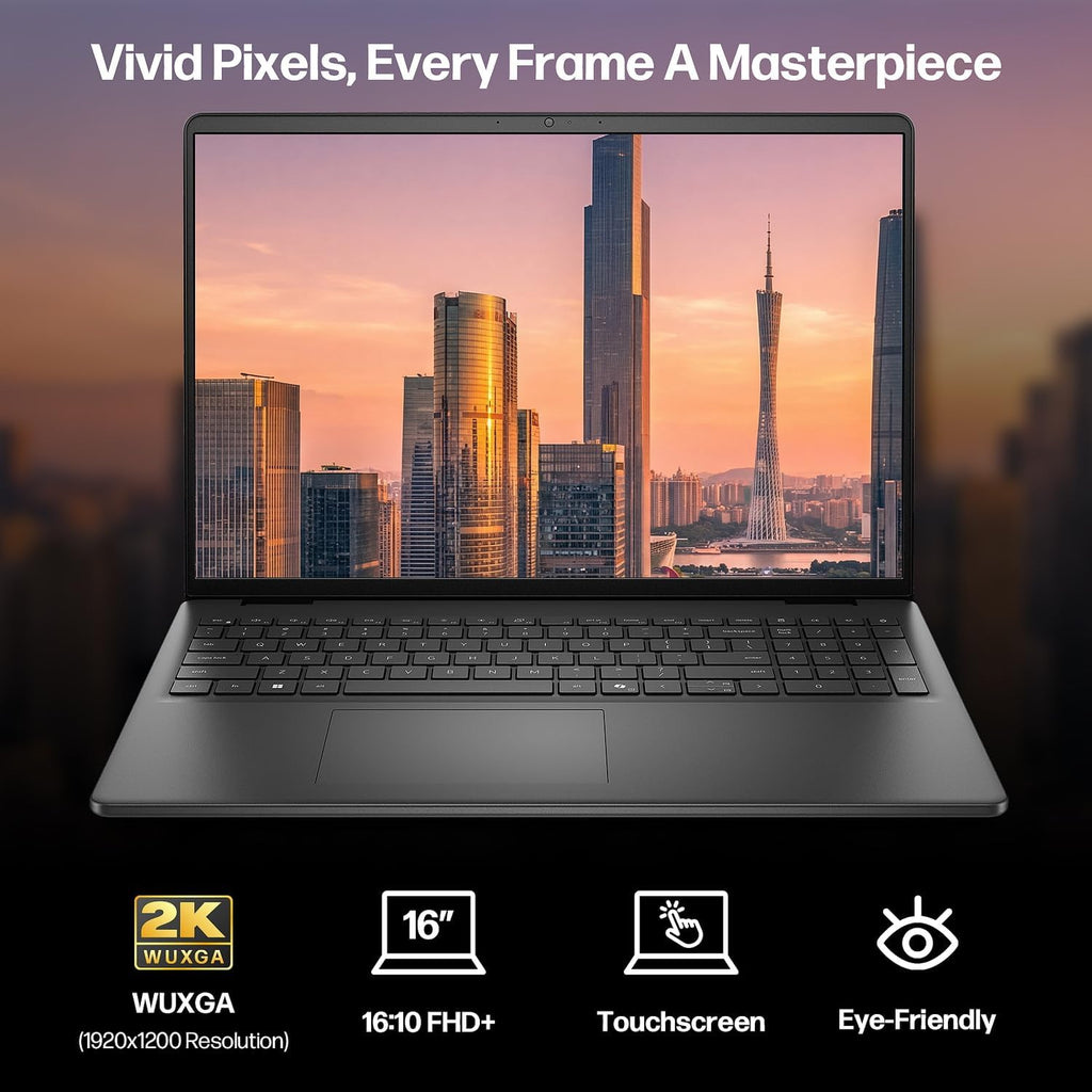 Dell 16 Touchscreen Laptop, AMD Ryzen 7 250, 16'' Wuxga Display, 16GB DDR5 RAM 512GB SSD, Lifetime MS Office 2021, Backlit, Keyboard, Laptop for Business & Creator, Windows 11 Pro with Accessory