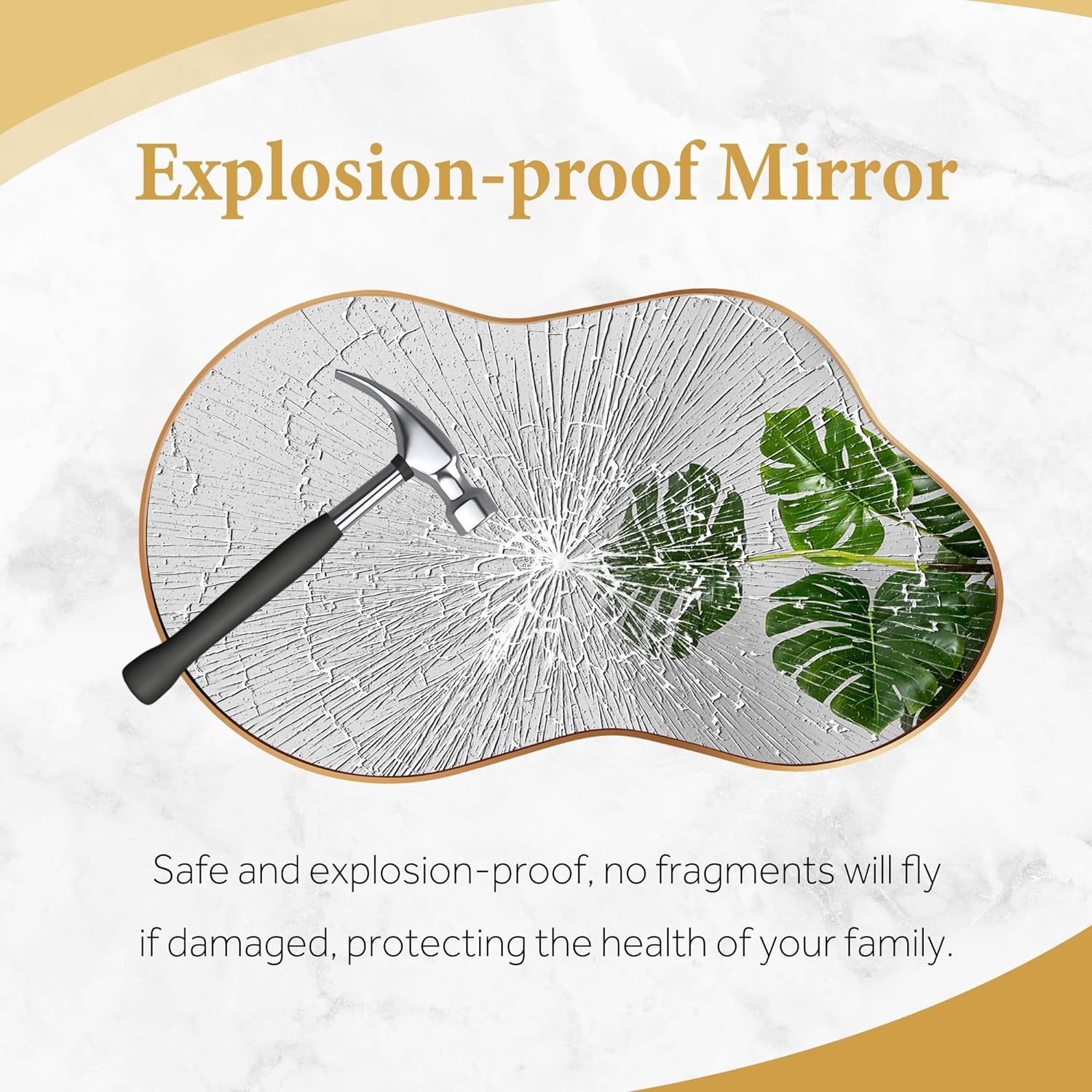 Dorlicecass Irregular Wall Mirror - Wall Mirrors Decorative 24"x36" Gold Asymmetrical Mirror Tempered Glass Aviation Aluminum Alloy Frame for Bathroom, Bedroom, Living Room, Cloakroom, Entryway