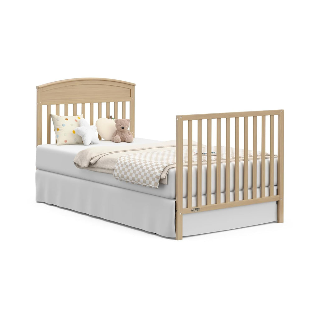 Graco Benton 4-in-1 Convertible Mini Crib with Bonus Crib Mattress – GREENGUARD Gold Certified, 2.75-Inch Mattress Included, Baby Crib Converts to Twin Bed, Ideal for Small Spaces (Driftwood)
