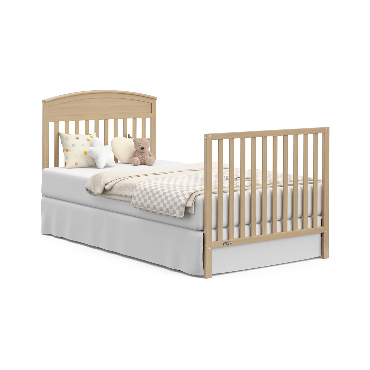 Graco Benton 4-in-1 Convertible Mini Crib with Bonus Crib Mattress – GREENGUARD Gold Certified, 2.75-Inch Mattress Included, Baby Crib Converts to Twin Bed, Ideal for Small Spaces (Driftwood)