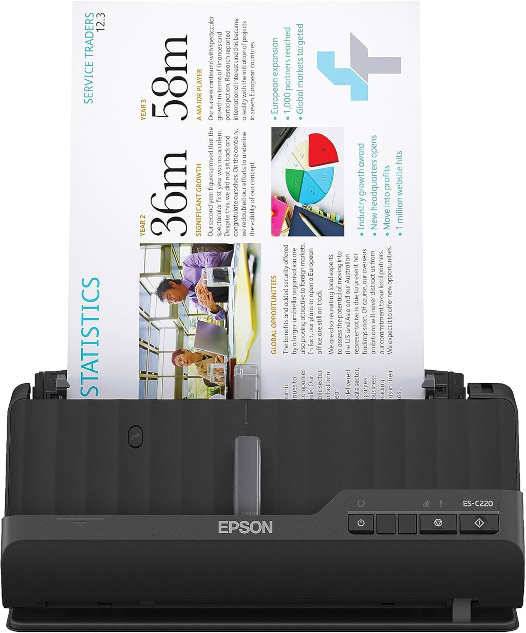 Epson Workforce ES-C220 Compact Desktop Document Scanner - 2-Sided Scanning - ADF - for PC and Mac
