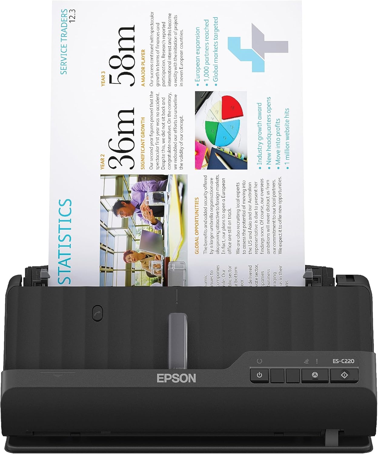 Epson Workforce ES-C220 Compact Desktop Document Scanner - 2-Sided Scanning - ADF - for PC and Mac