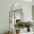 Large Arched Mirror Wall Decor, 39.4"x27.6" Scalloped Decorative Wall Mirror with Beveled Glass Frame, Bathroom, Bedroom, Living Room, or Entryway