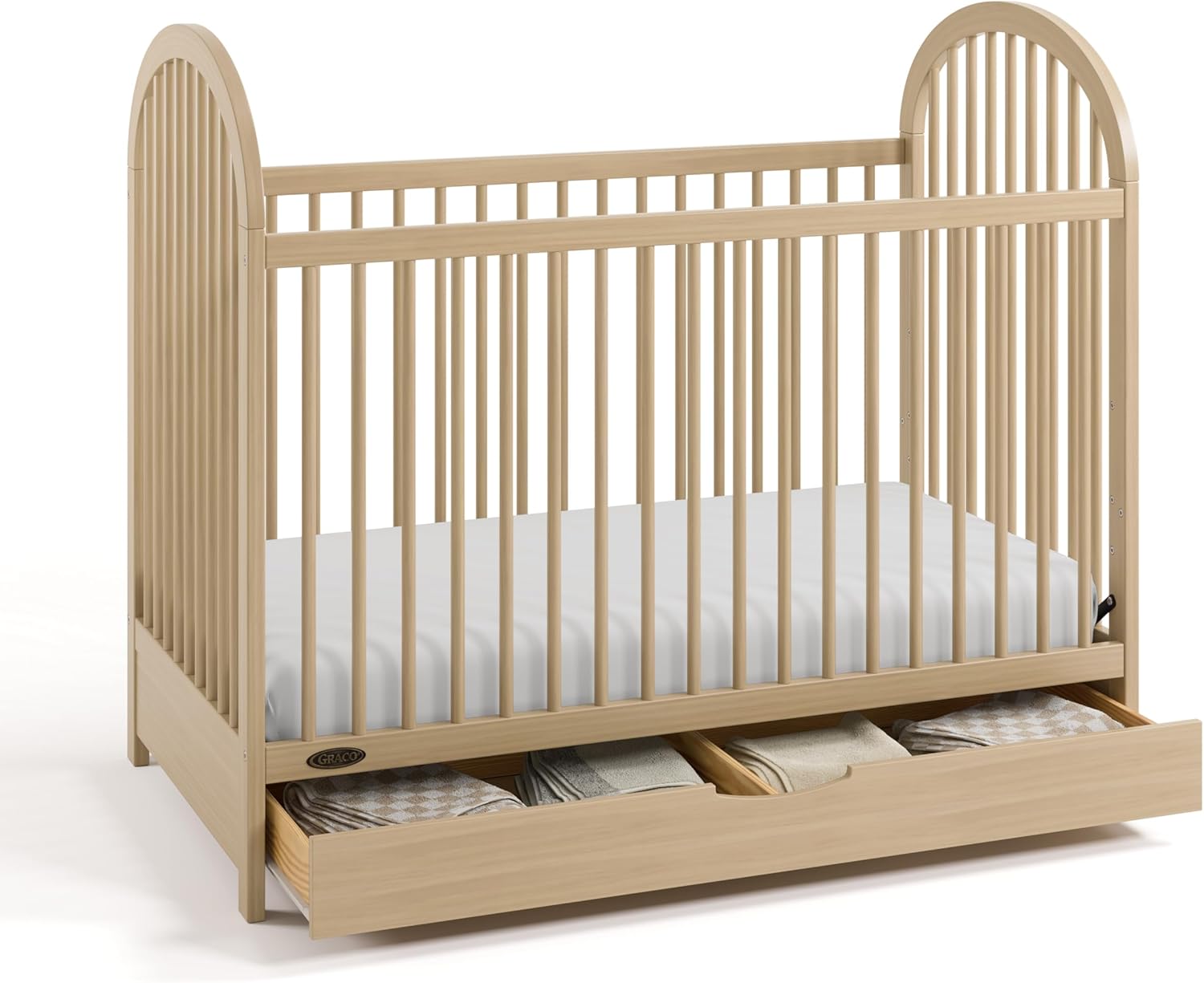 Graco Olivia 3-in-1 Convertible Crib with Drawer – Converts from Baby Crib to Toddler Bed and Daybed, GREENGUARD Gold Certified, Baby Safety Alliance Verified, Easy Assembly (Driftwood)