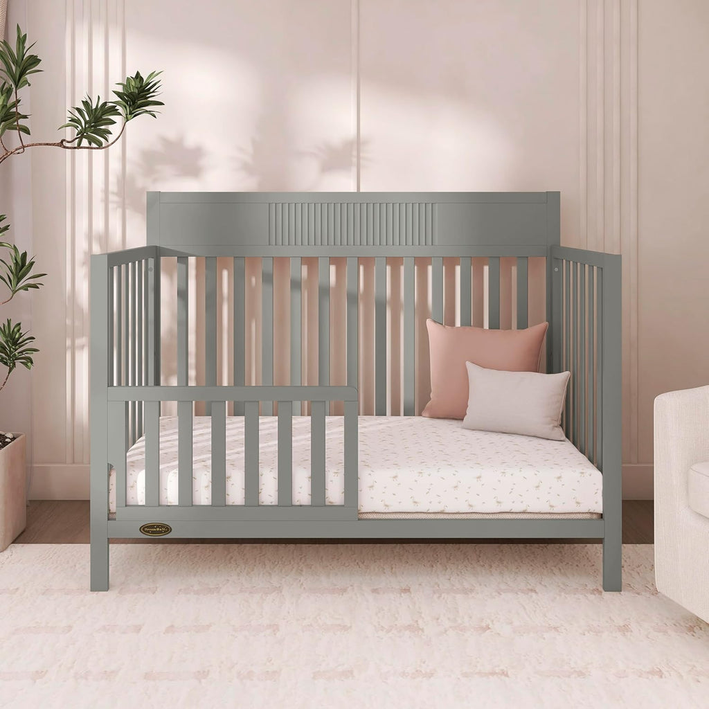 Dream On Me Ivy 5-in-1 Convertible Full-Size Baby Crib in Seagrass, GreenGuard Gold & JPMA Certified, 3 Mattress Heights, Converts to Toddler, Day & Full-Size Bed, Safe & Stylish Nursery