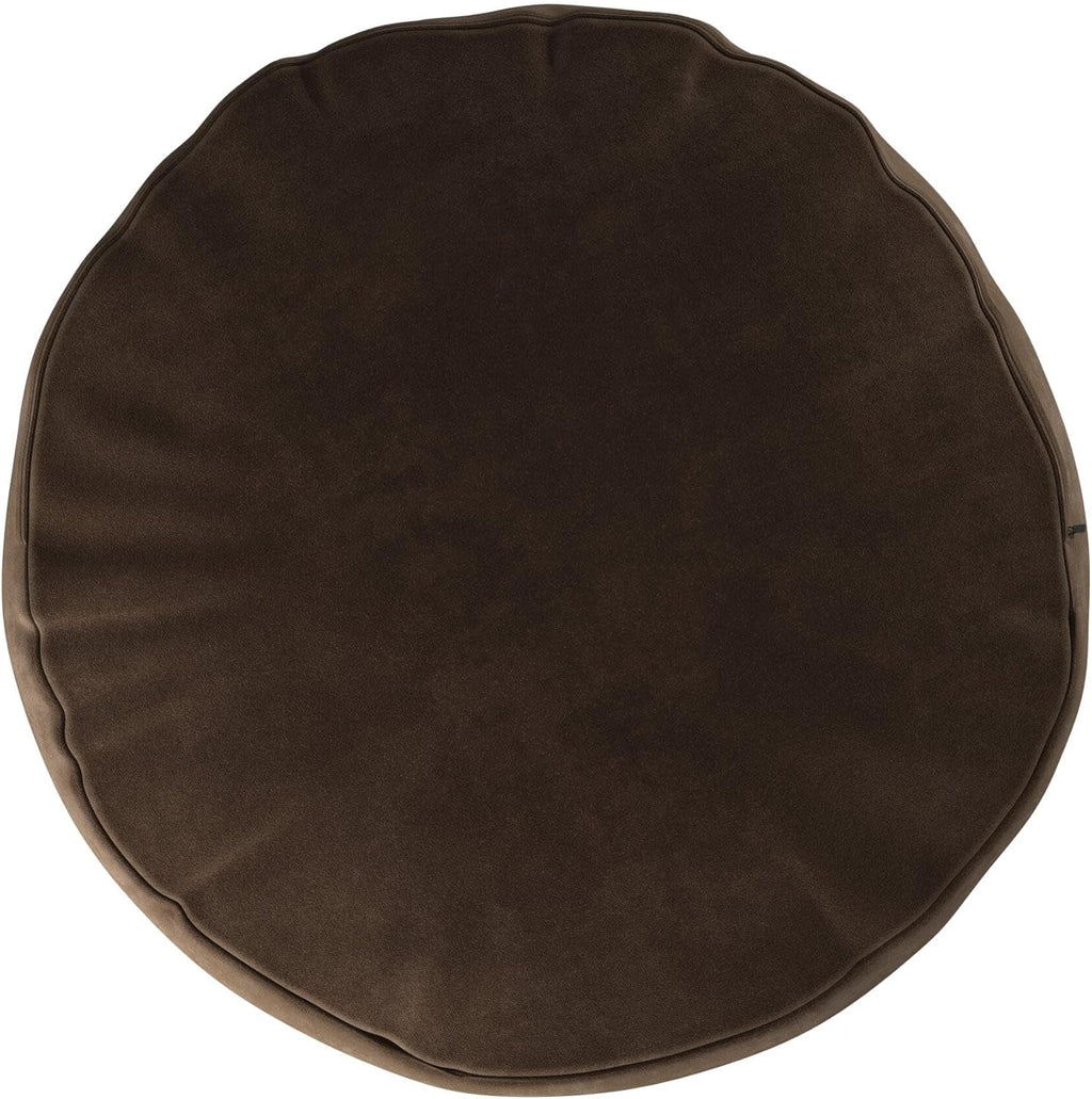 Howard Elliott Collection Tall Round Pouf Ottoman Foot Rest With Cover, Round Stuffed Filled Foot Stool, Fluffy Comfortable Soft Seating for Living Room & Bedroom, 22 x 22 x 18 Inch, Bella Chocolate