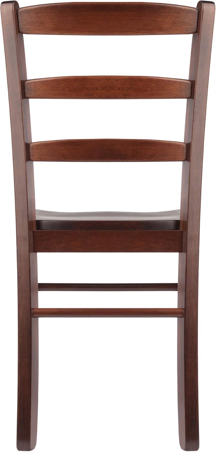 Winsome Benjamin Ladder Back Chair Set of 2 in Walnut, Classic Backed Kitchen & Dining Room Chairs, Simple & Elegant Home Seating Solution, Great for Office, Hallway, Bedroom