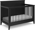 Storkcraft Solstice 5-In-1 Convertible Crib – GREENGUARD Gold Certified, Converts to Toddler Bed and Full-Size Bed, Fits Standard Full-Size Crib Mattress, Adjustable Mattress Support Base (Black)