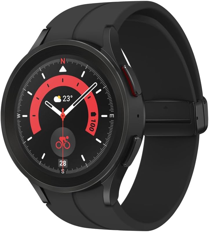 SAMSUNG Galaxy Watch 5 Pro (45mm,WIFI + 4G LTE) 1.4'' Super AMOLED Smartwatch GPS Bluetooth with Sleep Coaching,Bioactive Sensor,Water Resistant R925U (Fast Charger Bundle,Black Titanium) (Renewed)