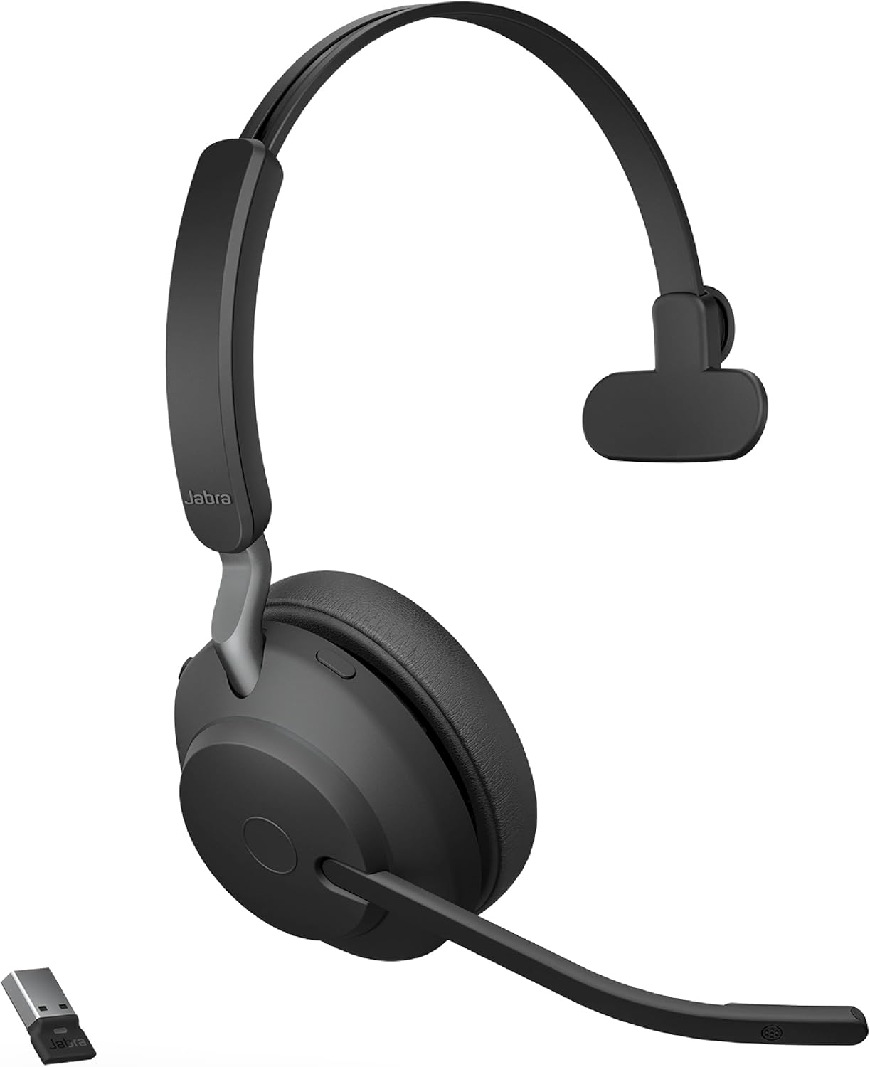 Jabra Evolve2 65 UC Wireless Headset with Link380a, Mono, Black – Wireless Bluetooth Headset for Calls and Music, 37 Hours of Battery Life, Passive Noise Cancelling Headphones