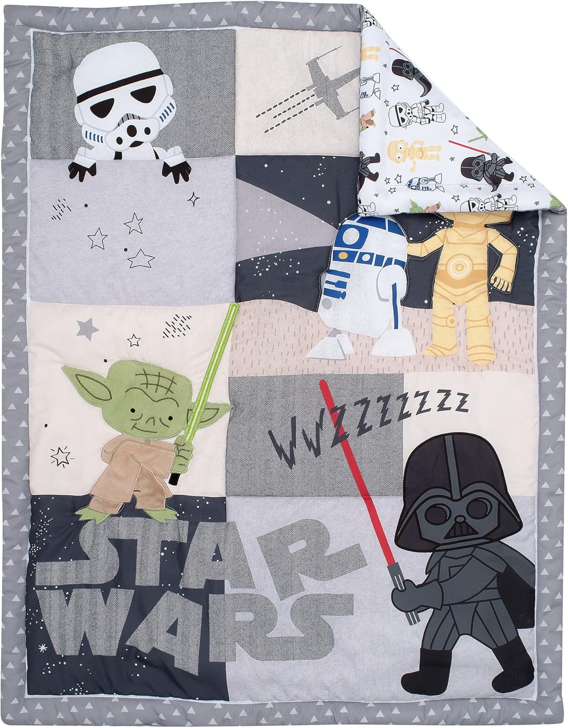 Lambs & Ivy Star Wars Classic 3-Piece Baby Crib Bedding Set - Yoda/Darth Vader