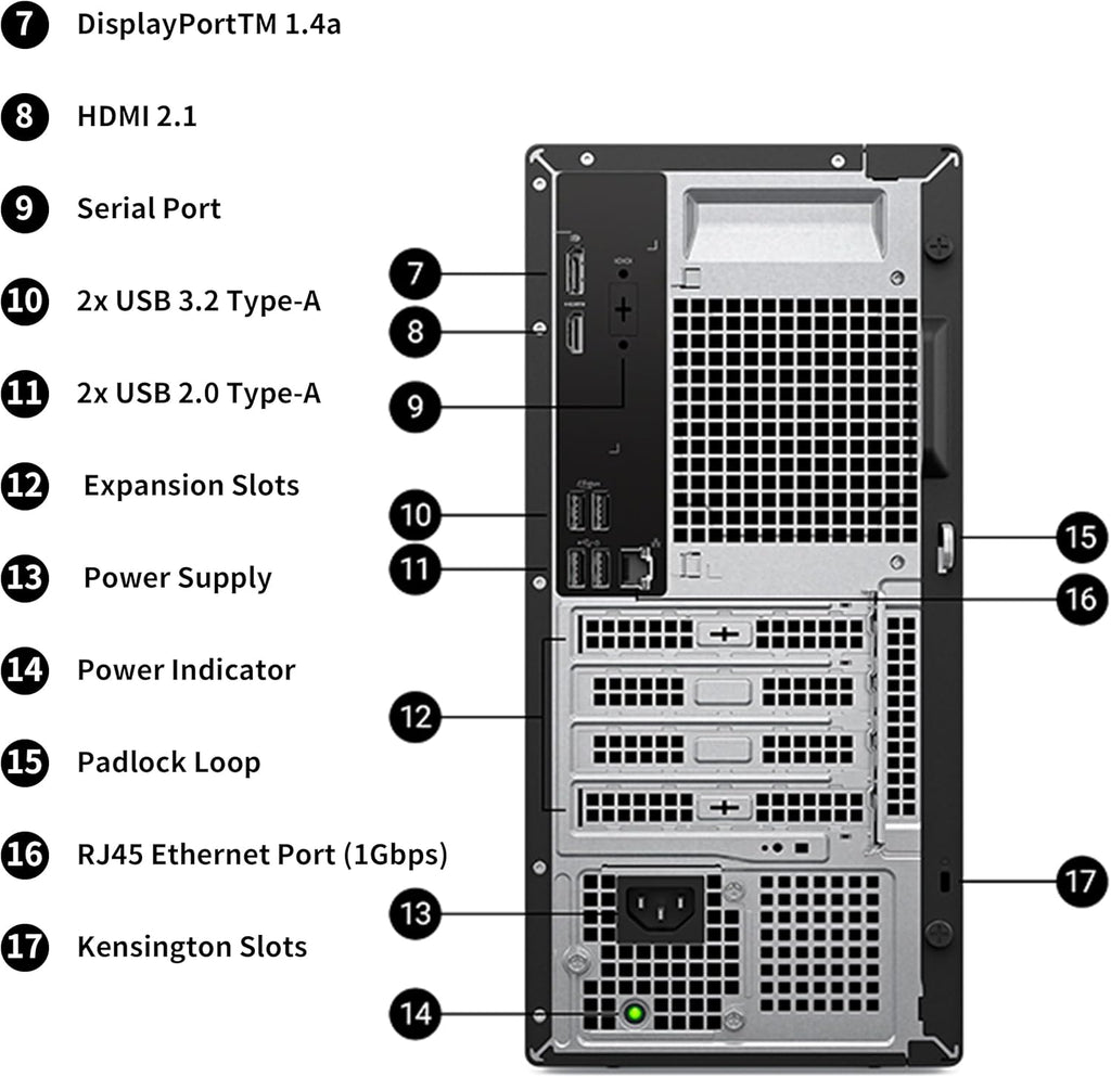 Dell Tower Desktop Computer, Intel Core Ultra 5, 16GB DDR5 RAM, 512GB PCIe SSD, Windows 11 Pro Business Workstation, Intel AI Boost NPU, HDMI, DisplayPort,Keyboard Mouse, Wi-Fi 6+Bluetooth