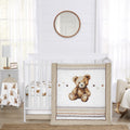 Sweet Jojo Designs 4-Piece Baby Crib Bedding Set (Boho Teddy Bear) for Boys/Girls, Infants/Nursery incl. Blanket, Fitted Sheet, Skirt, Diaper Stacker (Brown, Watercolor, Classic, Wholesome Aesthetic)