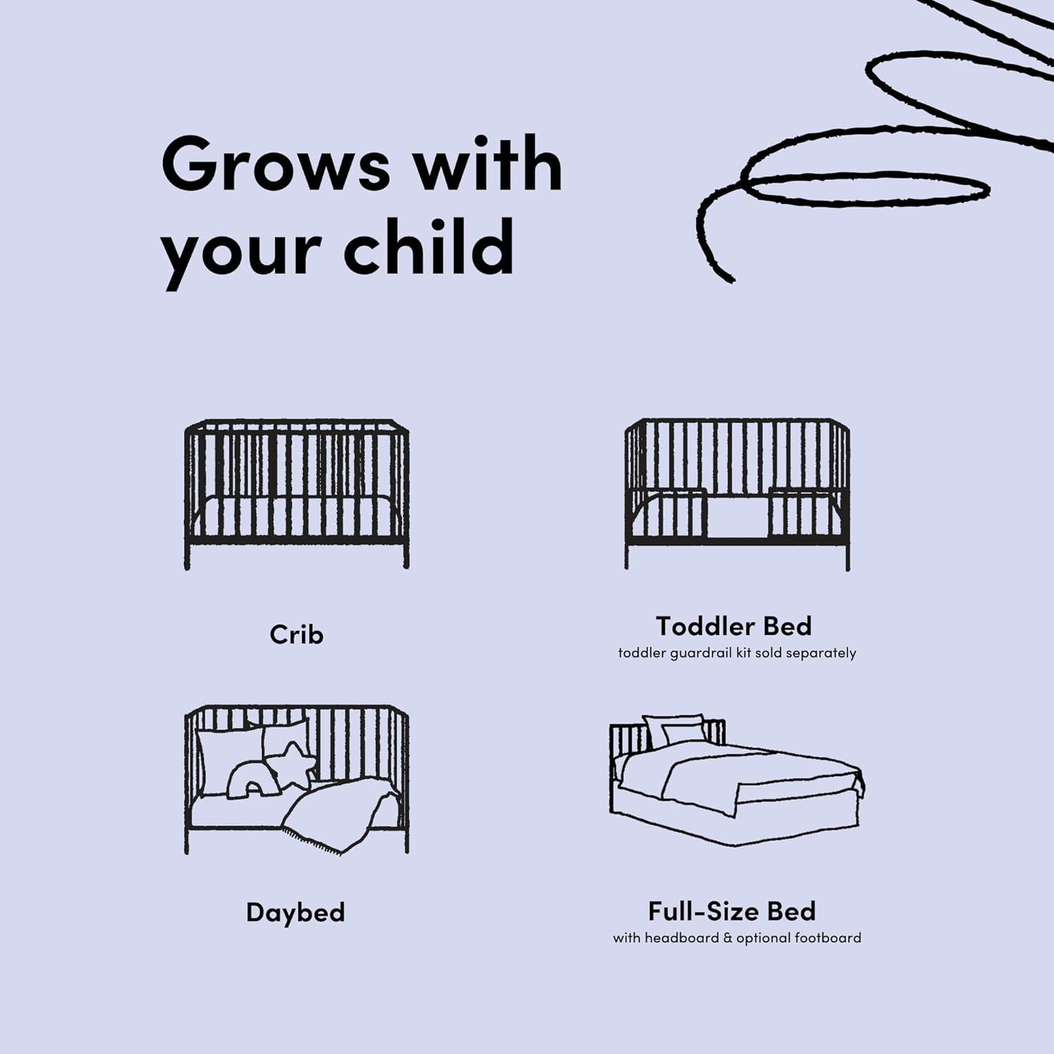 Storkcraft Morningside 5-in-1 Convertible Crib – GREENGUARD Gold Certified, Fits Standard Crib Mattress, Converts to Toddler Bed, Daybed and Full Bed, 4 Adjustable Mattress Heights (Driftwood)
