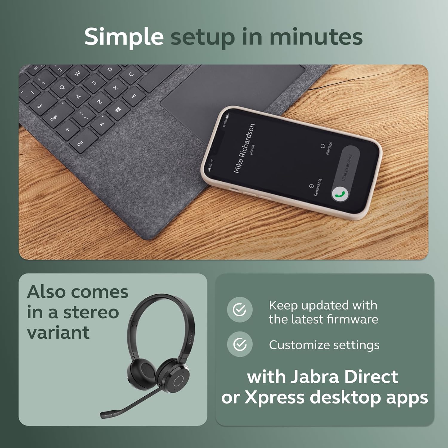 Jabra Evolve 65 TE (Third Edition) Wireless Single-Ear Headphones - Noise-Canceling Mic, 16 hrs Battery Life, Dual Connectivity, Works with All UC Platforms Like Zoom & Google Meet, Black