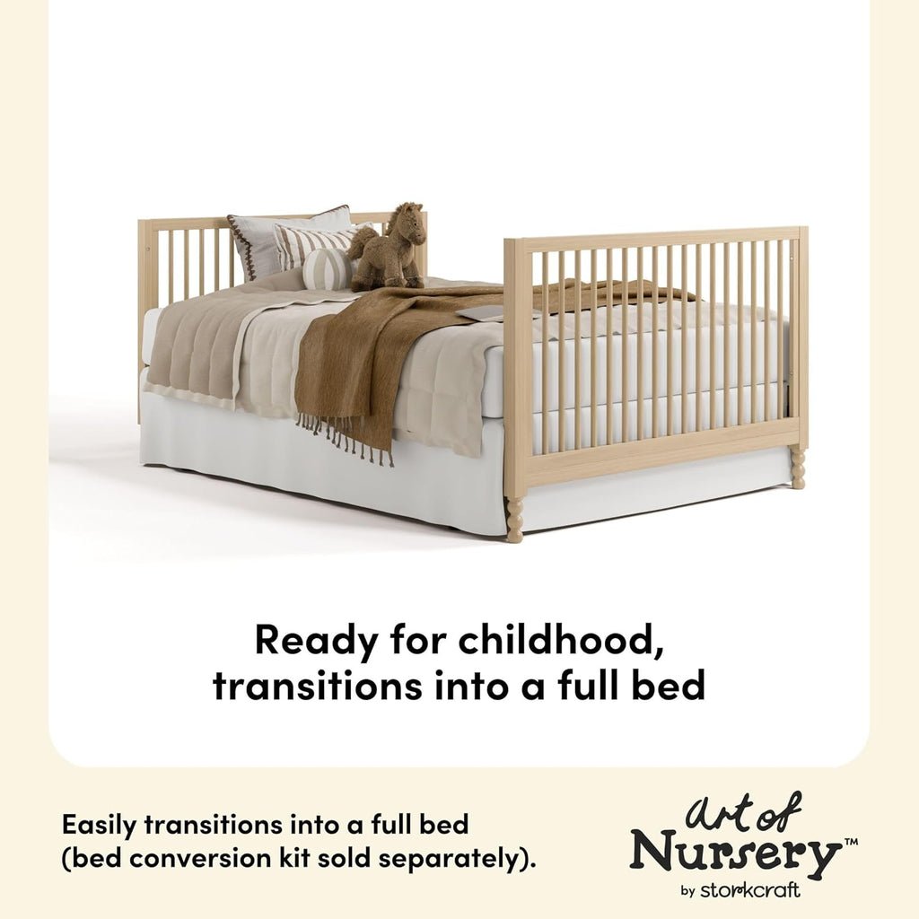 Storkcraft Rio 5-in-1 Convertible Crib and Toddler Guardrail – GREENGUARD Gold Certified, Toddler Bed Conversion Kit Included, Fits Baby Crib Mattress, Converts to Full Bed (Driftwood)