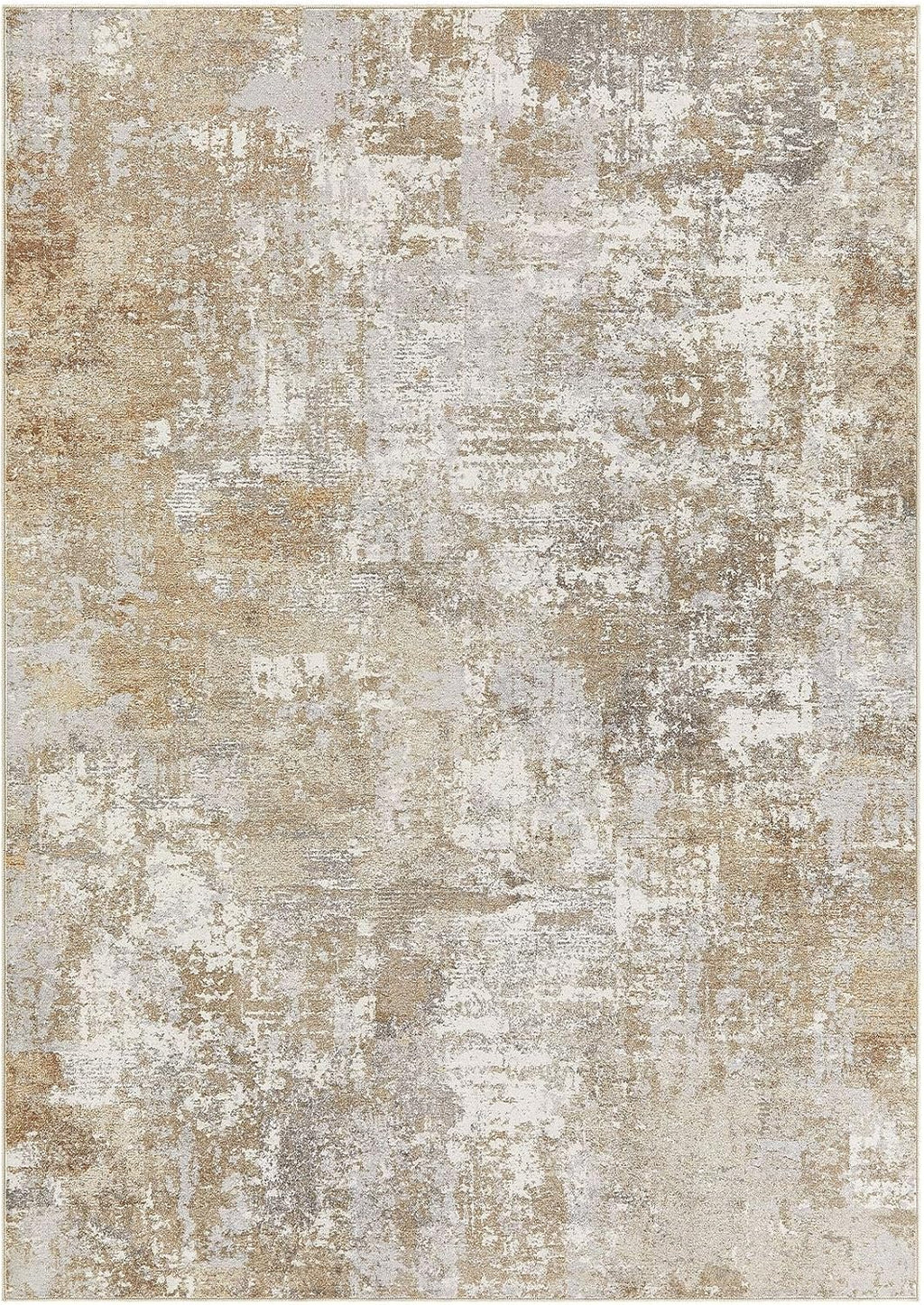 Tortania Washable 9x12 Area Rug for Living Room: Modern Abstract Neutral Large Soft Thin Rugs - Non Slip Indoor Carpet for Bedroom Dining Room Office Nursery Home Floor Decoration - Brown Grey