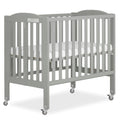 Dream On Me 2-in-1 Portable Mini Crib, Non-Full Size Baby Crib for Small Spaces, 2 Mattress Heights, Compact Travel Design, Includes Mattress, GREENGUARD Gold & BSA Certified, Cool Grey