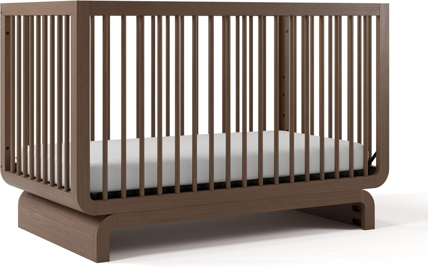 Storkcraft Santorini 5-in-1 Convertible Crib with Toddler Guardrail – GREENGUARD Gold Certified, Conversion Kit Included, 100% Solid Wood, Fits Standard Crib Mattress (Hazelnut)