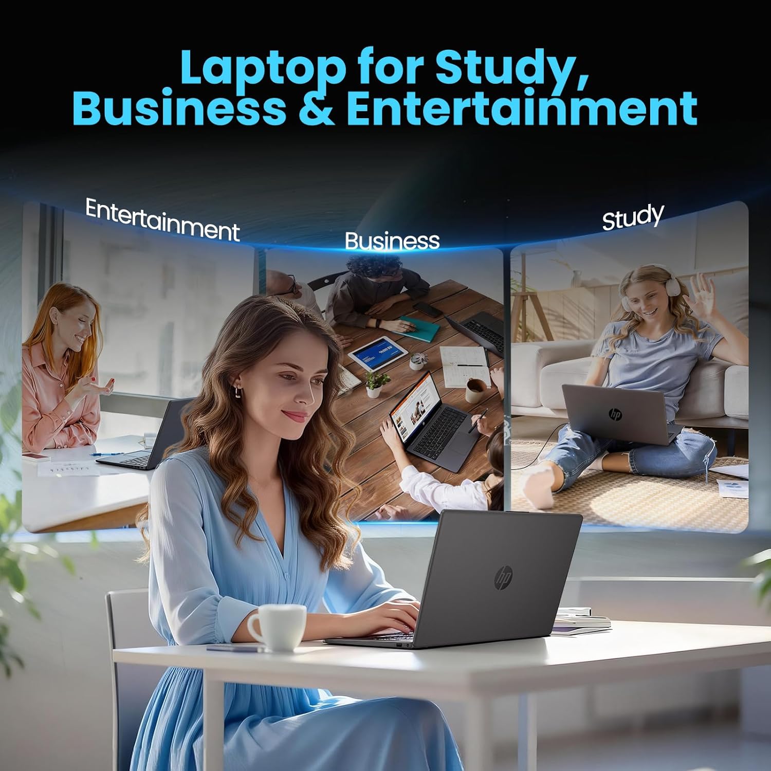HP Business and Study Laptop 2026 Updated, 15.6" FHD, AMD Ryzen 7 7730U (16GB RAM | 512GB SSD), Numeric Keypad, Webcam, Windows 11 Pro+ Copilot AI with Patented Laptop KB Kit
