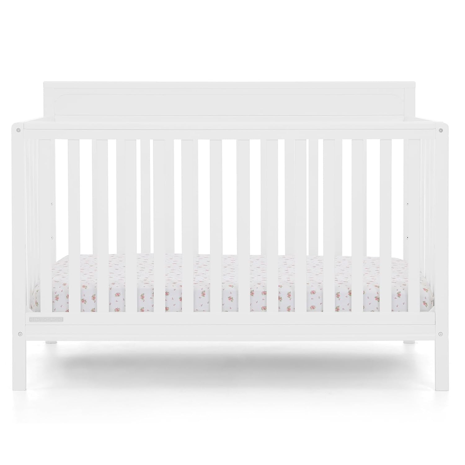 Delta Children Isabelle 6-in-1 Convertible Crib, Converts to Toddler Bed, Daybed, Sofa & Full Bed With/Without Footbaord, Fits Standard Crib Mattress, 3 Mattress Heights for Baby Nursery, Bianca White