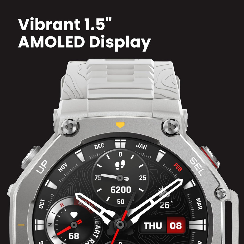 Amazfit T-Rex 3 Rugged Military Smart Watch 48mm, GPS (with Privacy), Offline Maps, Long Battery Life,328 Feet Water-Resistant, 170 Fitness/Sport Modes, AI, Voice Control, for Android or iPhone, Gray