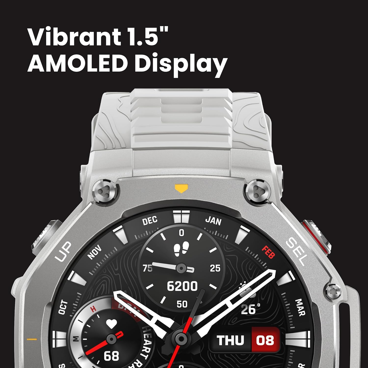 Amazfit T-Rex 3 Rugged Military Smart Watch 48mm, GPS (with Privacy), Offline Maps, Long Battery Life,328 Feet Water-Resistant, 170 Fitness/Sport Modes, AI, Voice Control, for Android or iPhone, Gray