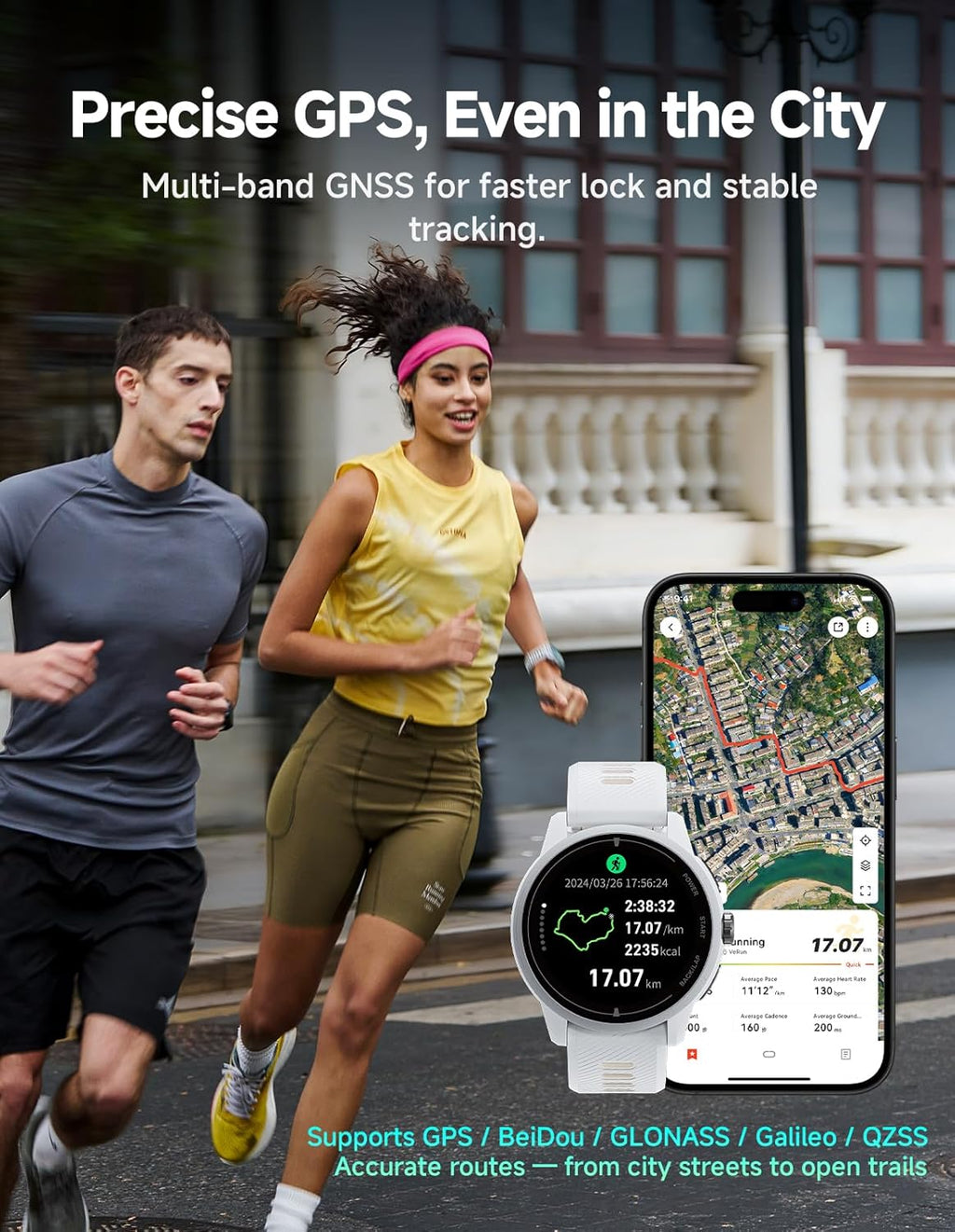 iGPSPORT VeRun GPS Sports Watch, 1.32'' AMOLED Display Running Training Metrics Plan Route Navigation ANT+ Bluetooth Black
