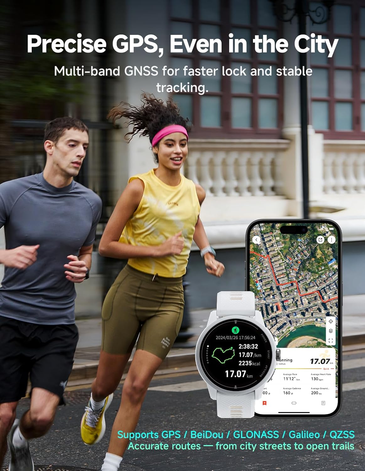 iGPSPORT VeRun GPS Sports Watch, 1.32'' AMOLED Display Running Training Metrics Plan Route Navigation ANT+ Bluetooth Black