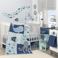 Lambs & Ivy Oceania 6-Piece Baby Crib Bedding Set - Blue Ocean, Nautical, Aquatic, Whale, Octopus Theme