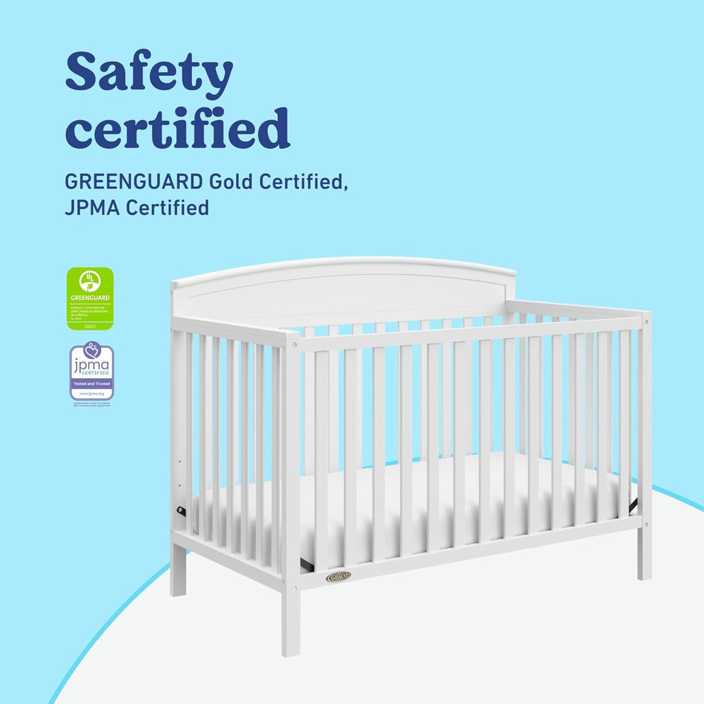 Graco Benton 5-in-1 Convertible Crib – GREENGUARD Gold Certified, Converts from Baby Crib to Toddler Bed, Daybed and Full-Size Bed, Fits Standard Full-Size Crib Mattress (White)