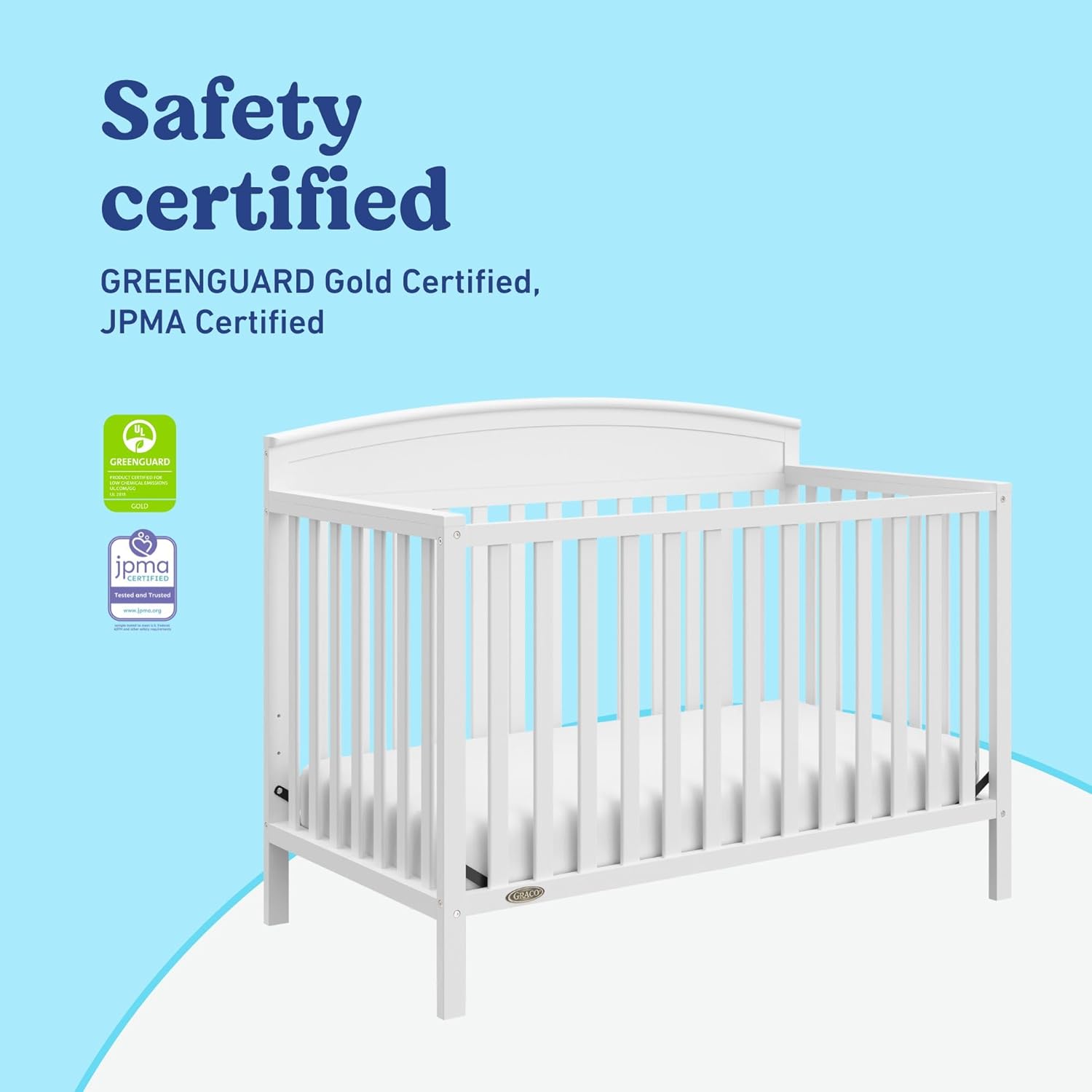 Graco Benton 5-in-1 Convertible Crib – GREENGUARD Gold Certified, Converts from Baby Crib to Toddler Bed, Daybed and Full-Size Bed, Fits Standard Full-Size Crib Mattress (White)