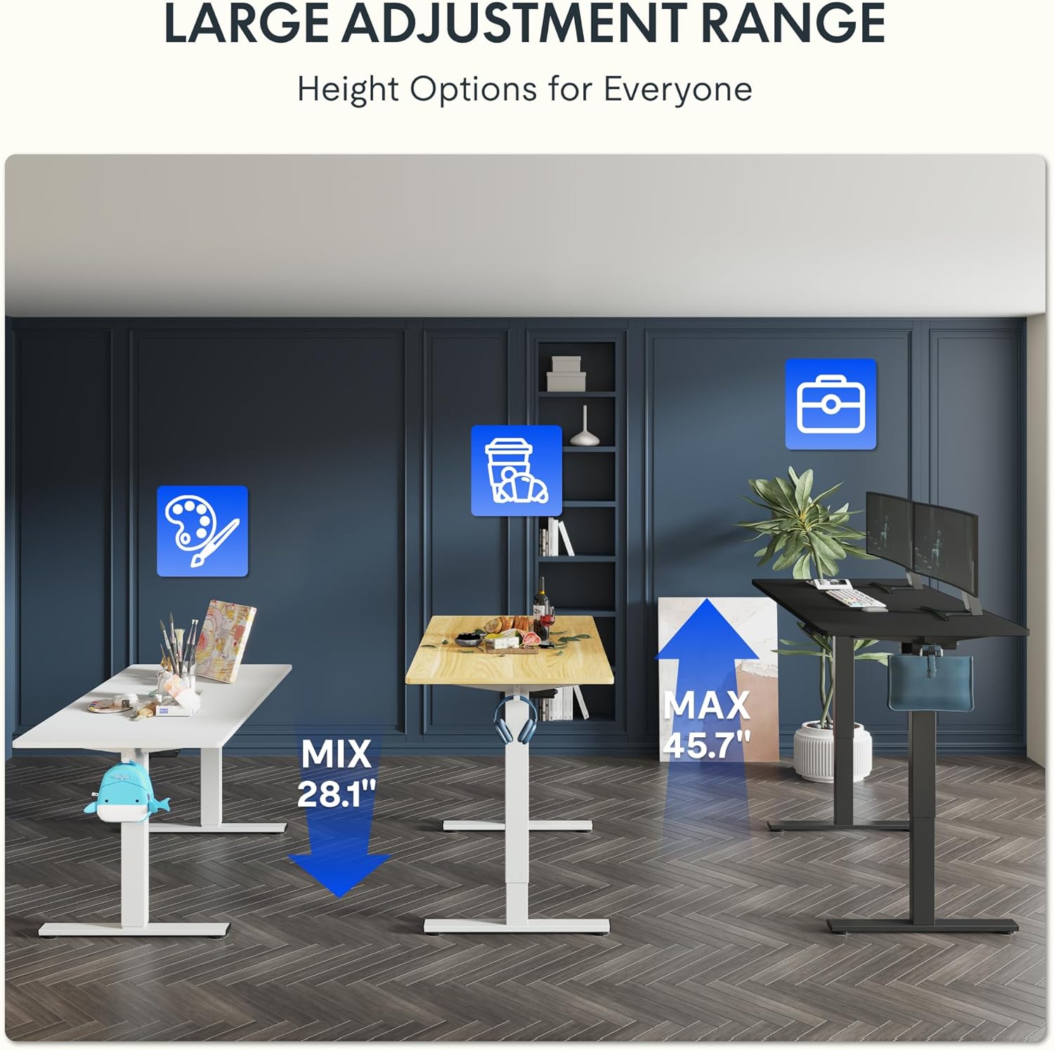 FLEXISPOT 60"x24" One-Piece Electric Standing Desk, 1" Thick Seamless Desktop for Home Office, Study & Multi-Monitor Setup, Black