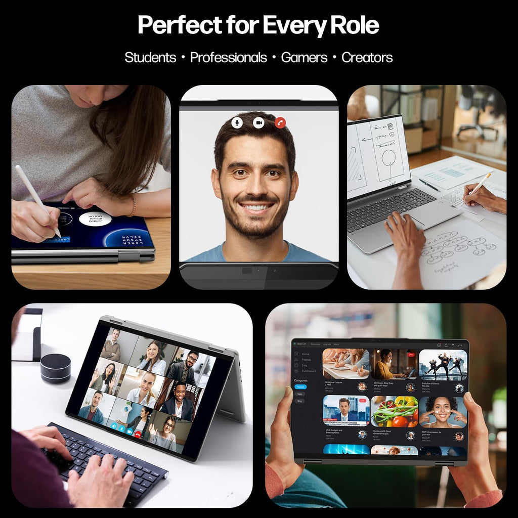 Lenovo Yoga 7 2-in-1 Laptop 16" WUXGA IPS Touch AMD 8-core Ryzen 7 8840HS (>i7-12700H) 16GB RAM 512GB SSD for Creator Designer Business Professional Win11 w/Copilot AI PC