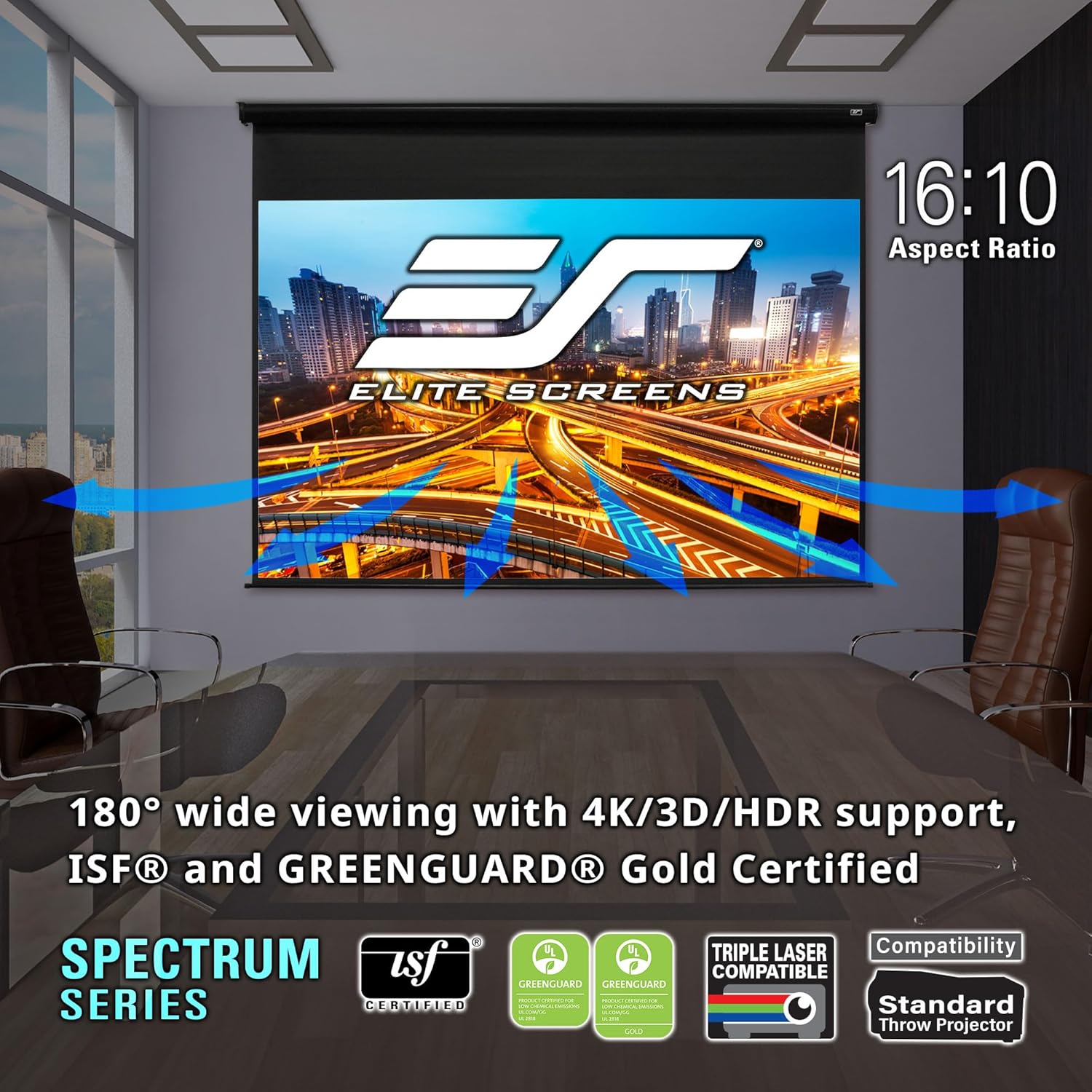Elite Screens Spectrum RC1 Remote, 125-INCH Diag 16:9, Motorized Projection Screen Movie Home Theater 4K/8K Ultra HD Ready Drop Down, ELECTRIC125H2, Black Case